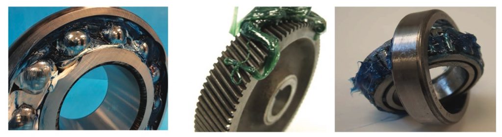 Figure 1. Grease on bearings and a gear. Courtesy: Royal Manufacturing Co.